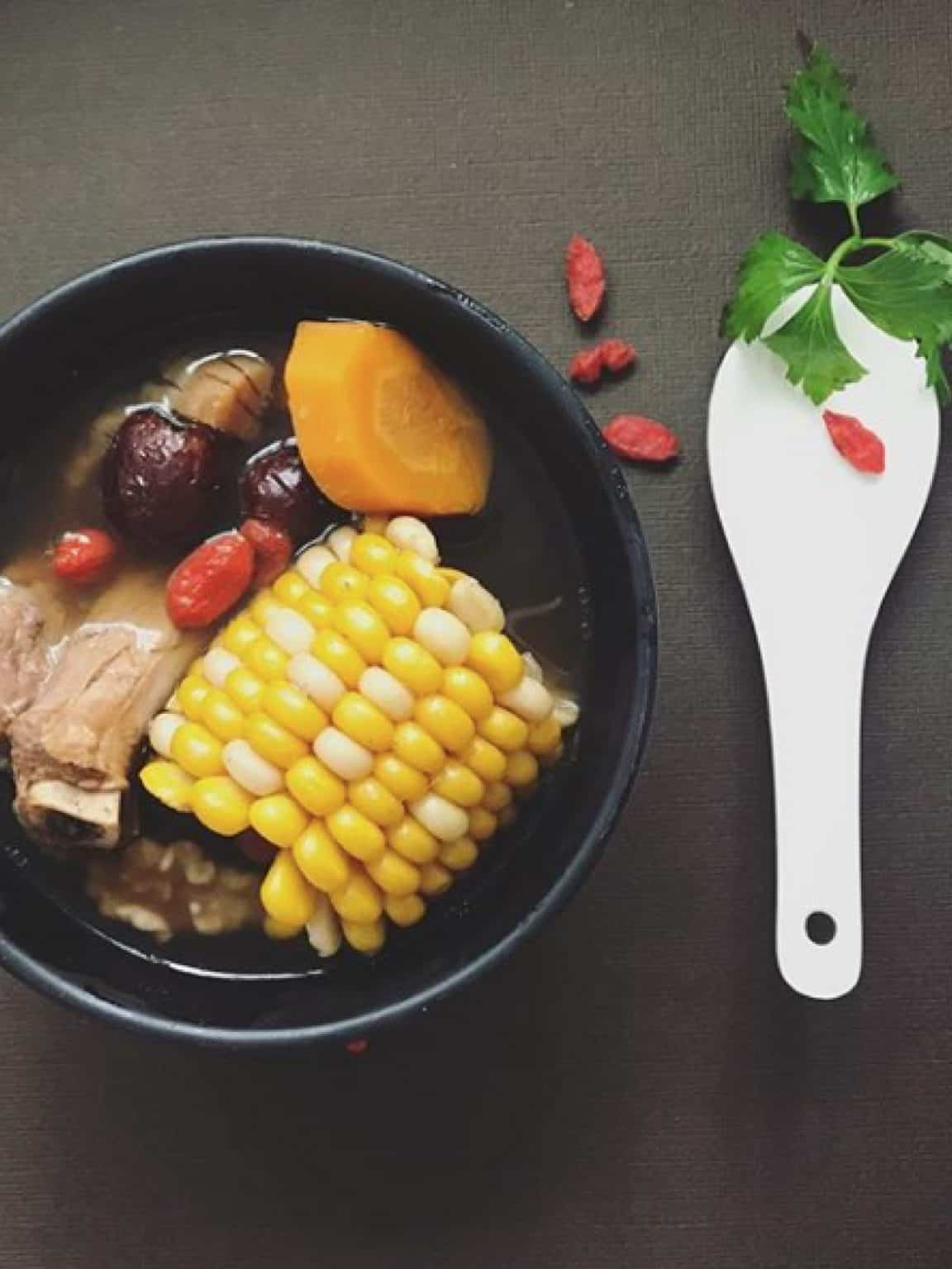 Walnut Sweetcorn Carrot Pork Soup Recipe Image