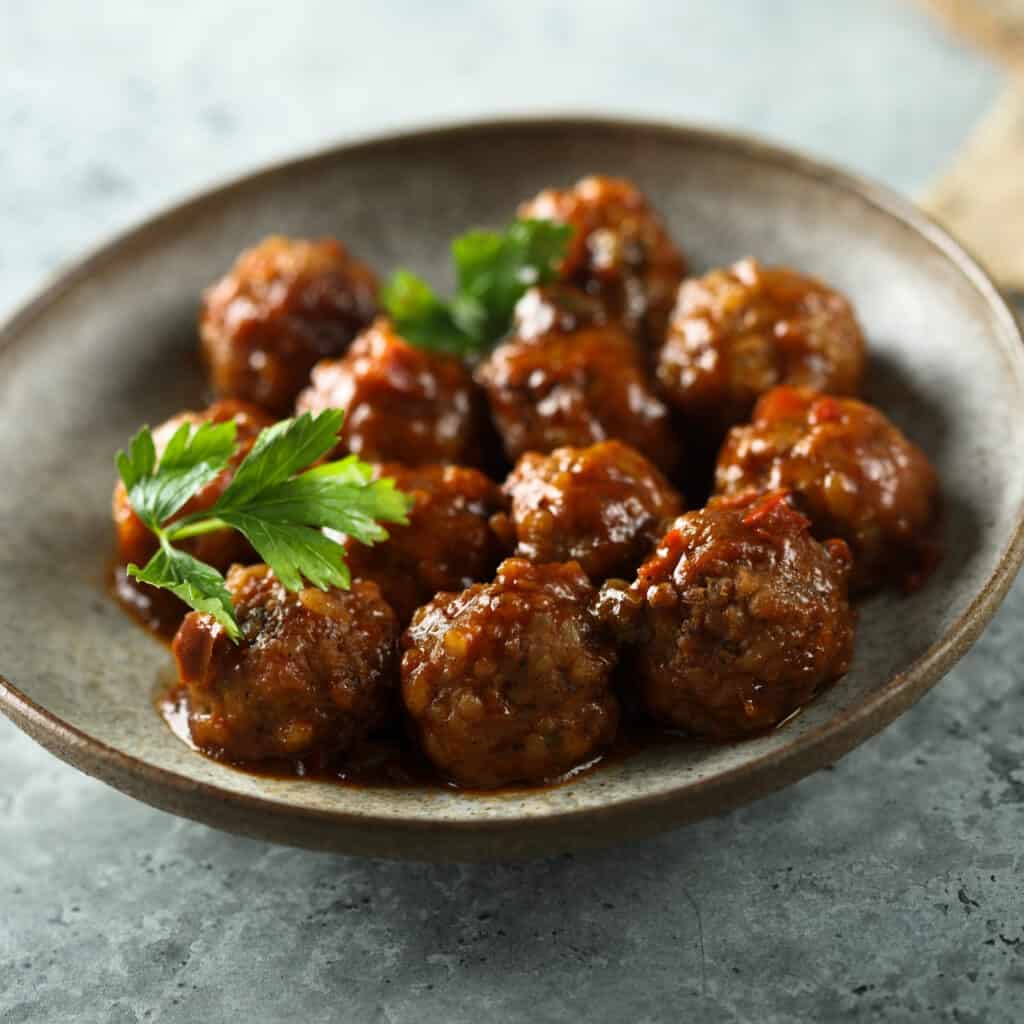 Spicy Meatballs in Sriracha Glaze Image