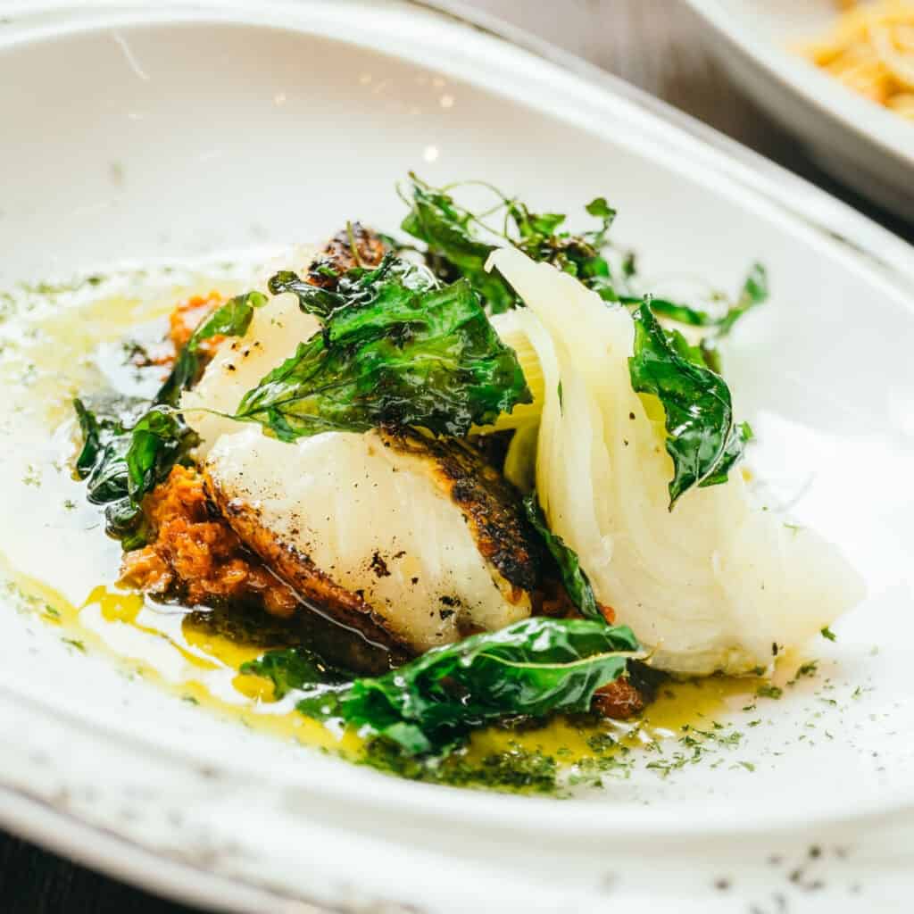 Pan-seared Barramundi in Lime and Garlic Broth Recipe Image