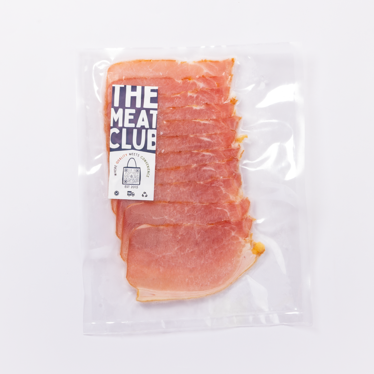 Free-range back bacon Australia 180g, pack front, The Meat Club Singapore