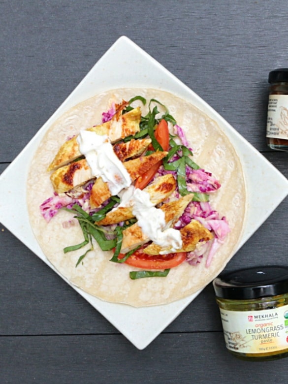 Lemongrass Turmeric Chicken Taco with Tom Yum Coleslaw Image