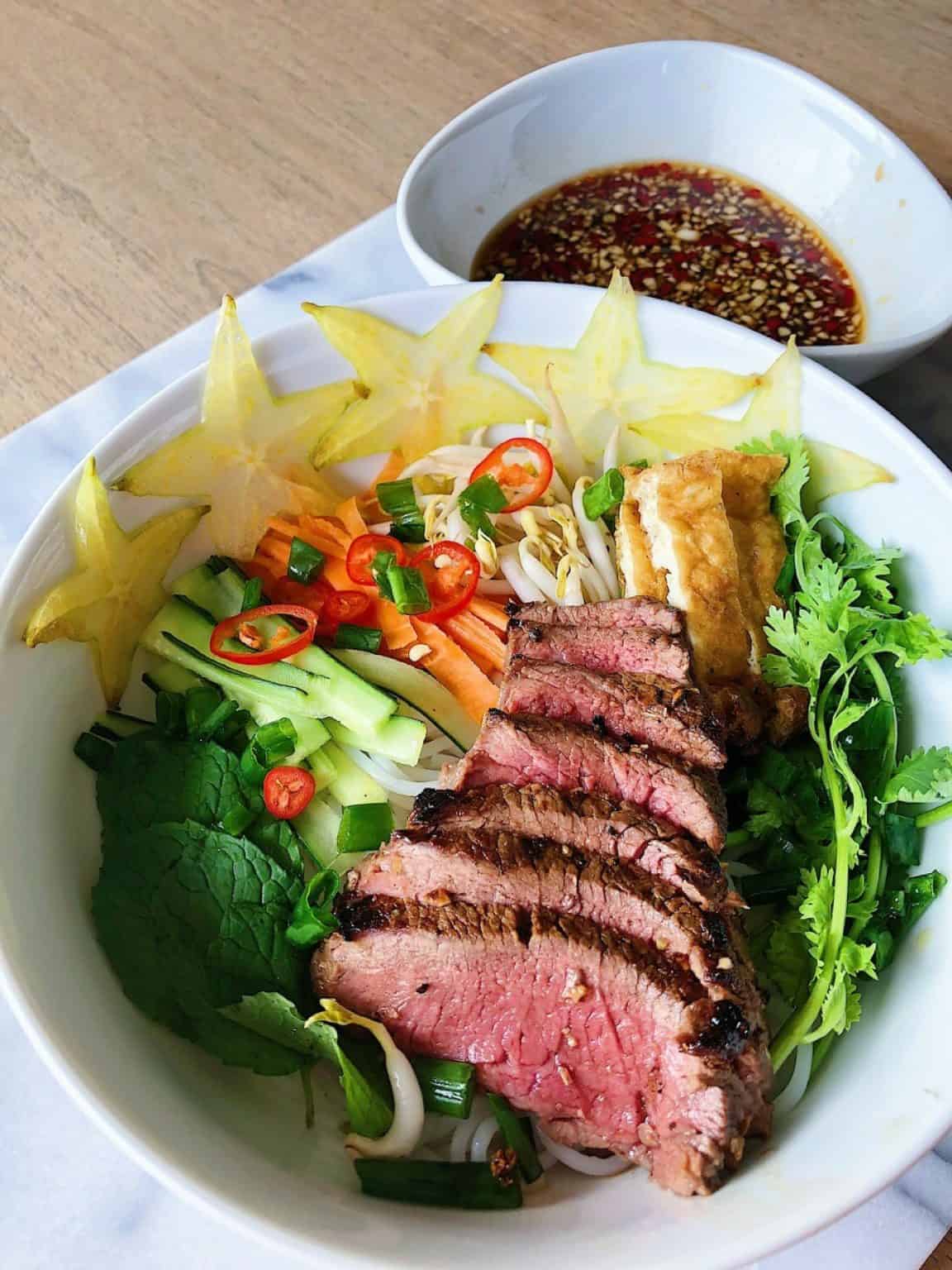 Beef Tenderloin Vietnamese Noodle Bowl Image