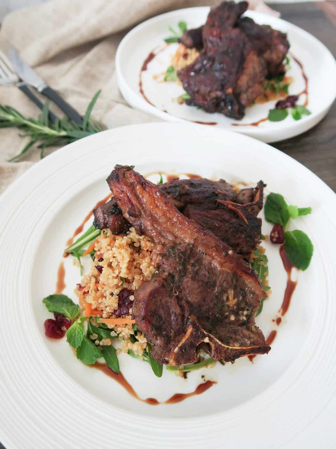 Balsamic, Mint and Rosemary Lamb Chops with Quinoa Salad Image