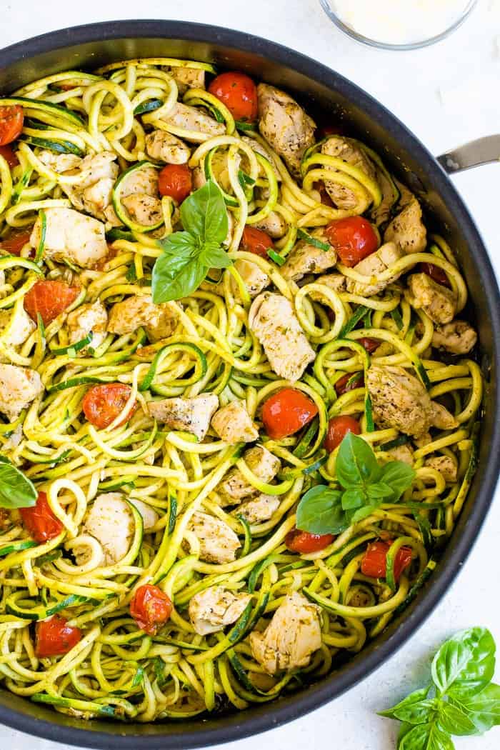 Chicken Breast with Pesto Zucchini Noodles Image