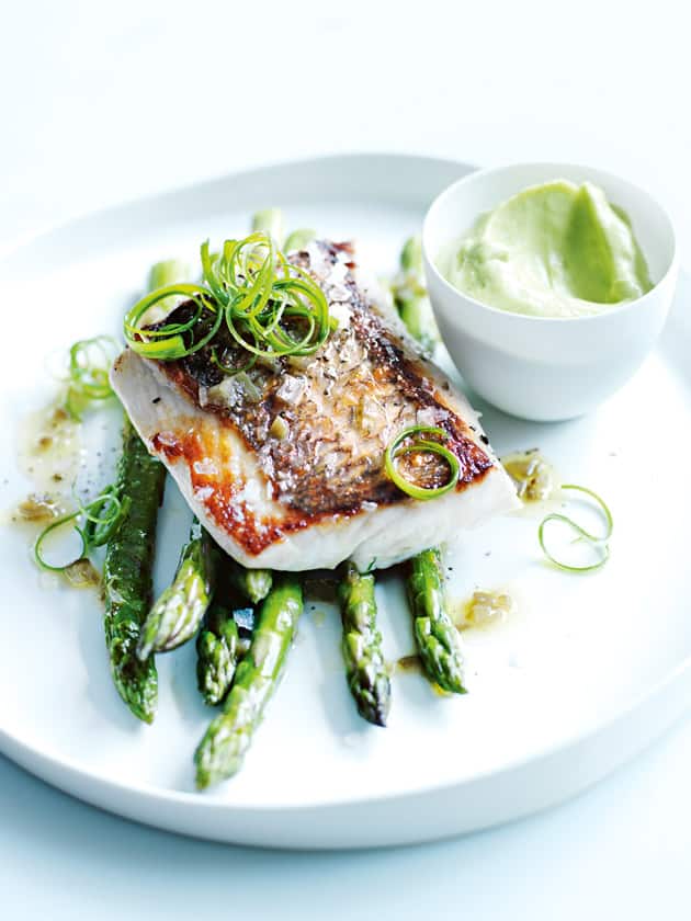 Snapper with Avocado Puree and Jalapeño Dressing Recipe Image