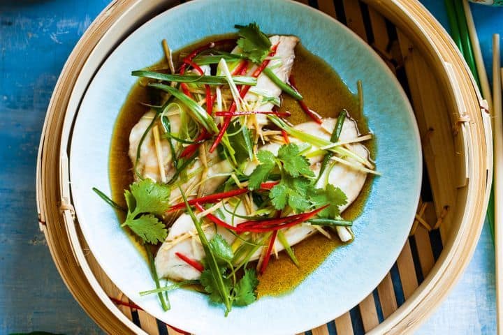 Steamed Sea Bream with Spring Onion and Ginger Recipe Image