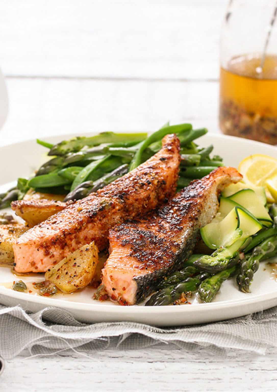 Peri Peri Salmon Loins and Asparagus Recipe Image