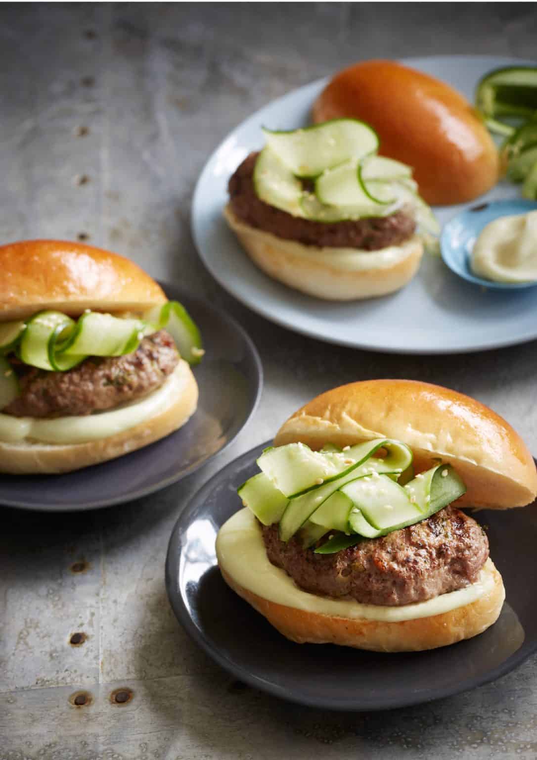 Miso Beef Burgers with Wasabi Mayonnaise Recipe Image