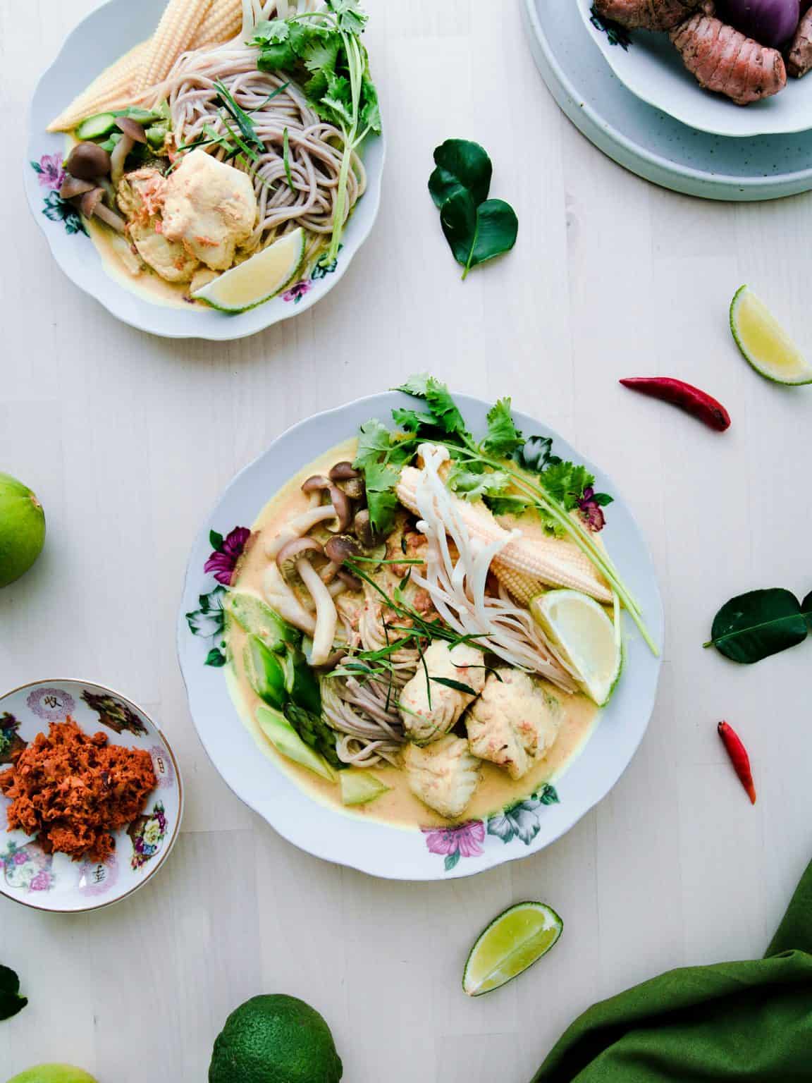 Barramundi Thai Red Curry Soba Recipe Image