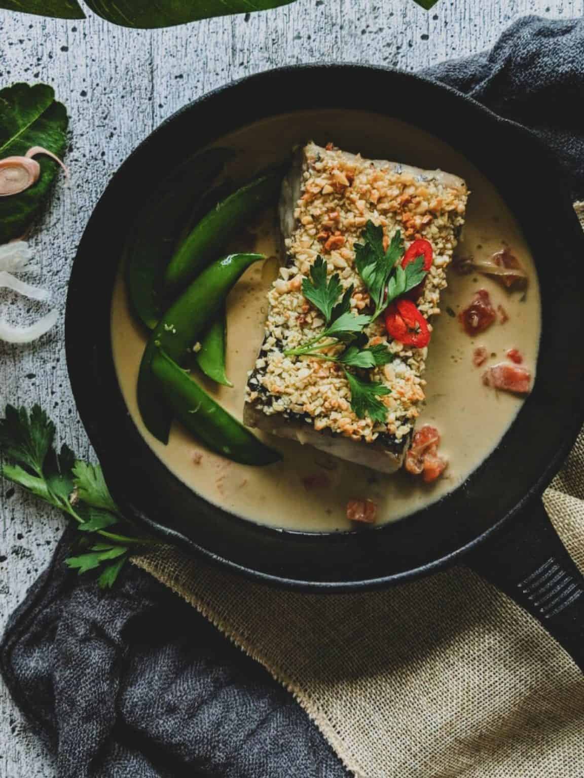 Coconut Ginger Flower Barramundi Recipe Image