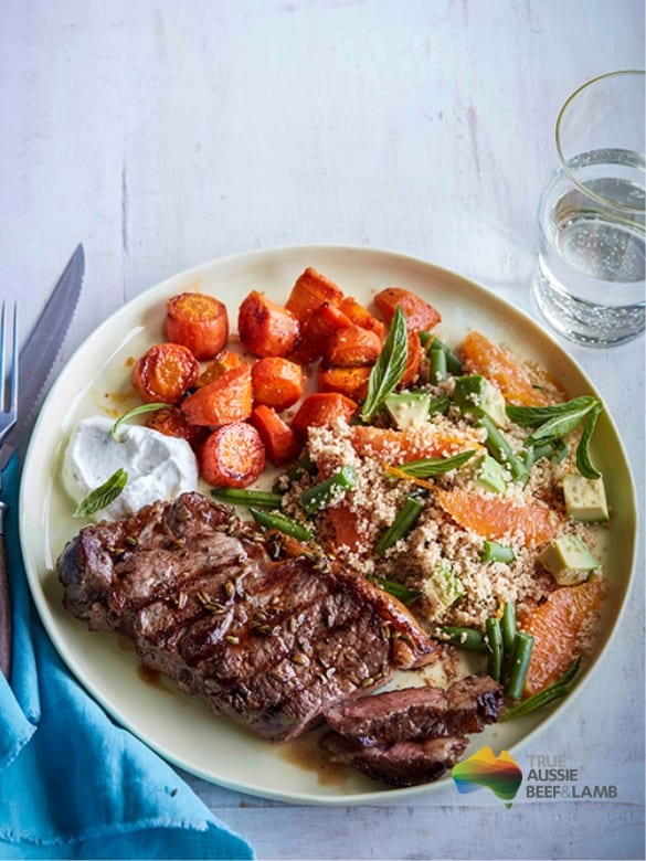 Chargrilled Porterhouse with Spiced Carrots and Salad Image