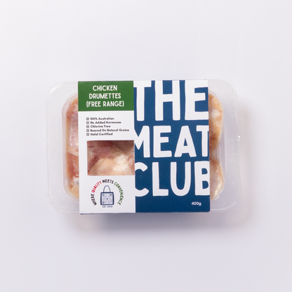 Free-range chicken drumettes Australia 400g, pack front, The Meat Club Singapore