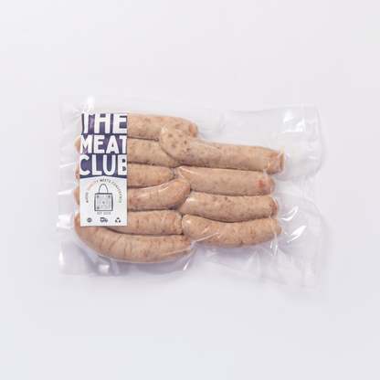 Gluten-free pork sausages (chipolatas) Australia 350g, pack front, The Meat Club Singapore