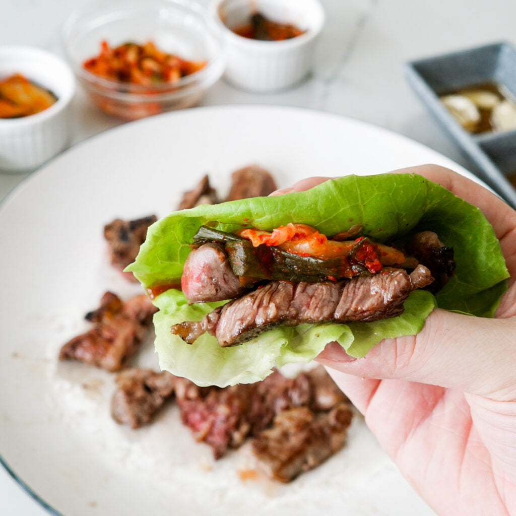 Korean Beef Lettuce Cups with Kimchi Image