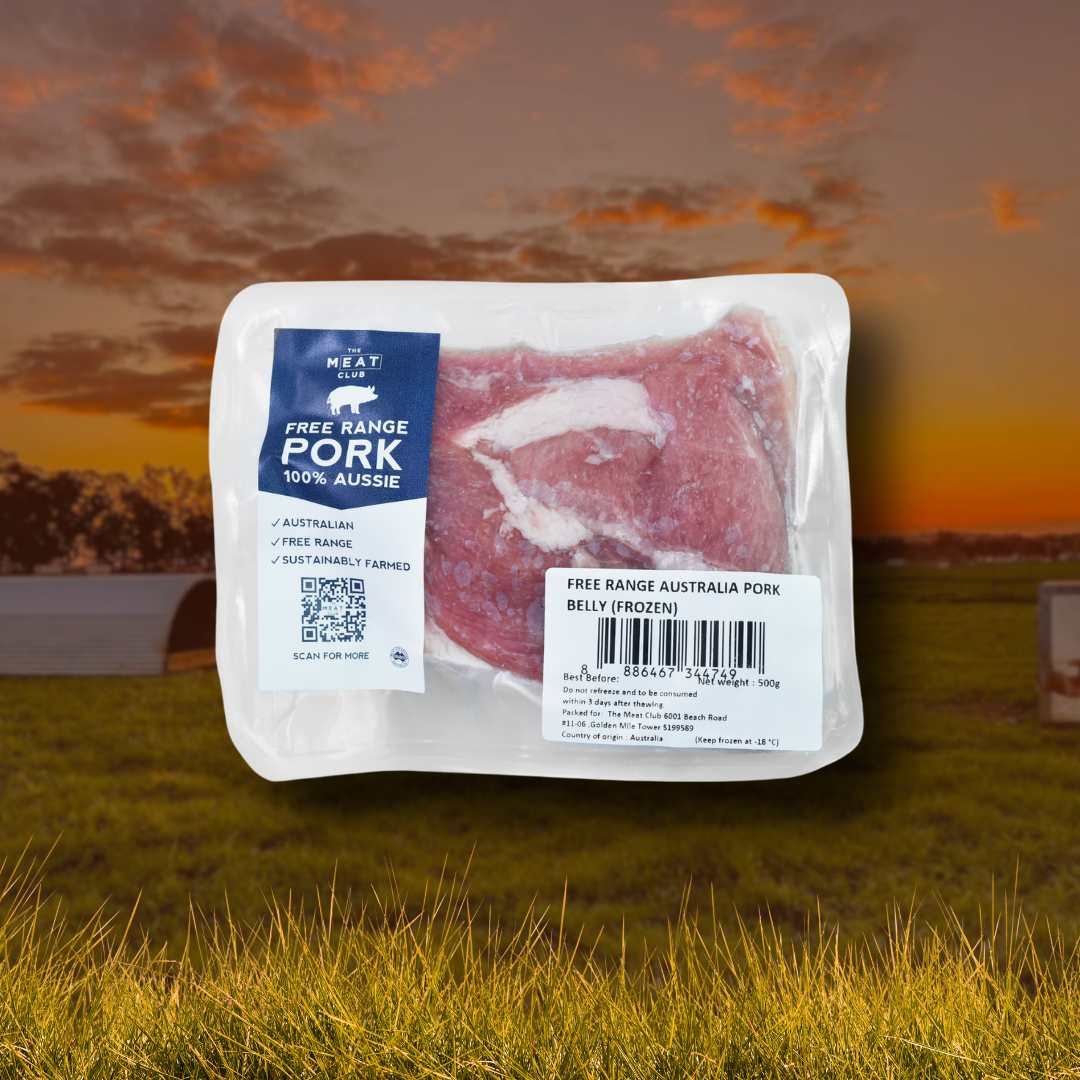 Free Range Australian Pork Belly - Frozen - 500g