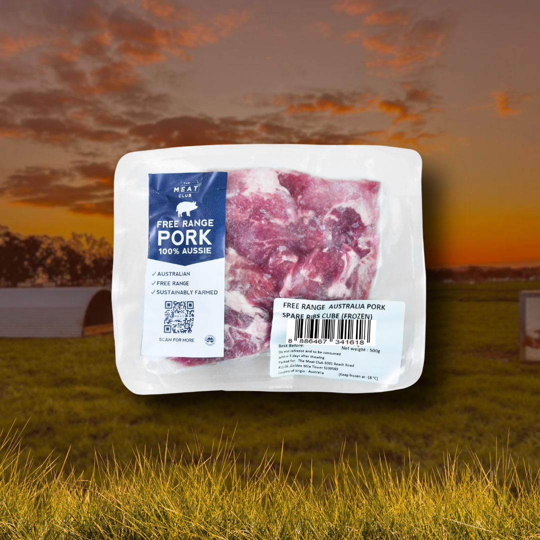 Free Range Australian Pork Spare Ribs Cube - Frozen - 500g