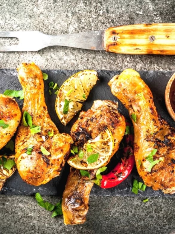 Barbecued red curry spiced chicken Image