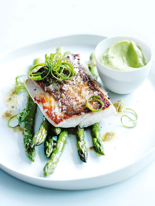Snapper with Avocado Puree and Jalapeño Dressing Image