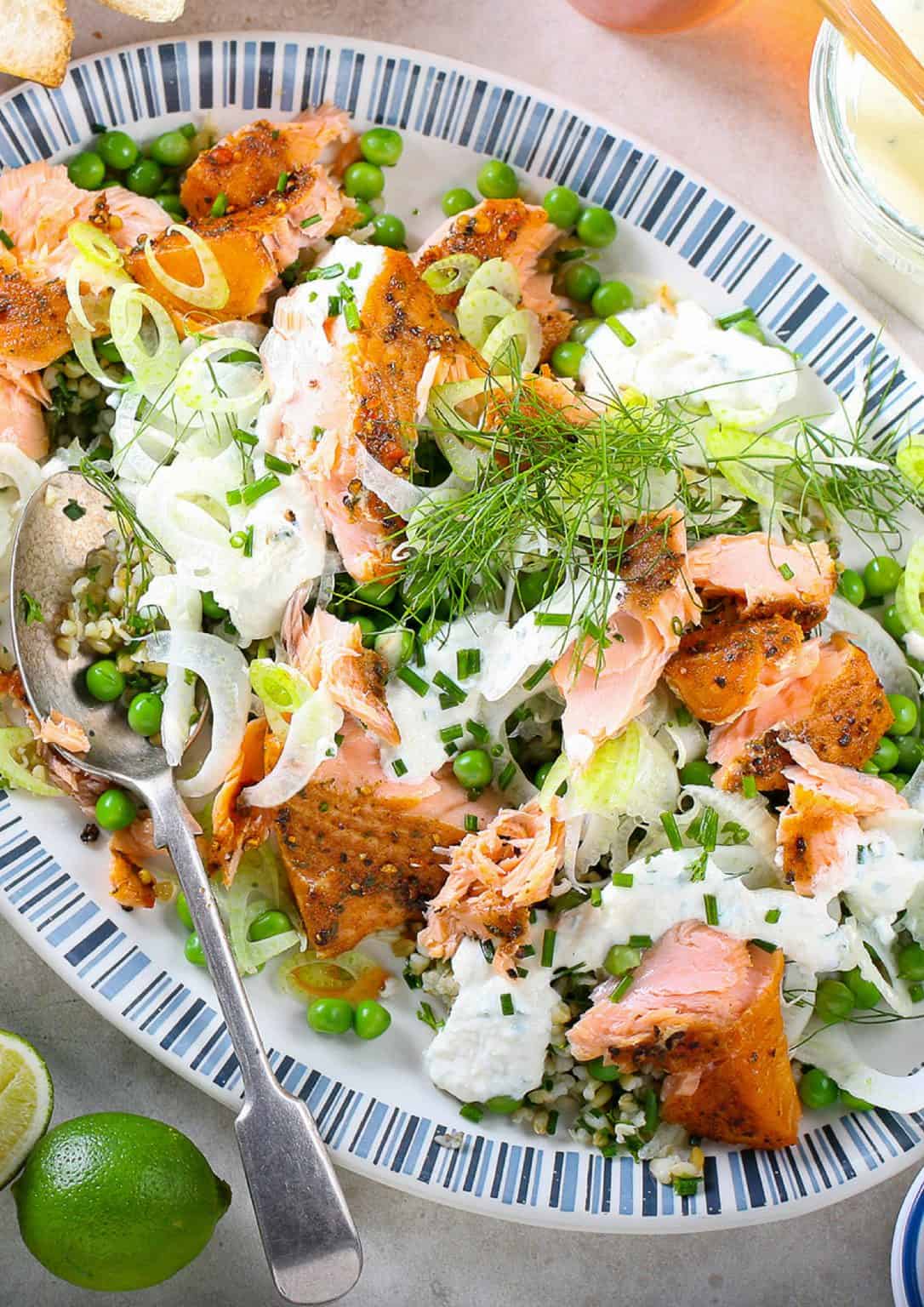 Freekah Fennel Salmon Salad with Horseradish Chive Dressing Image
